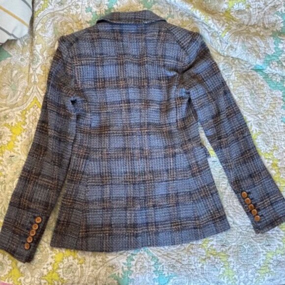 Veronica Beard blazer, blue plaid, brown stripe, double breast size 0 - Picture 5 of 5